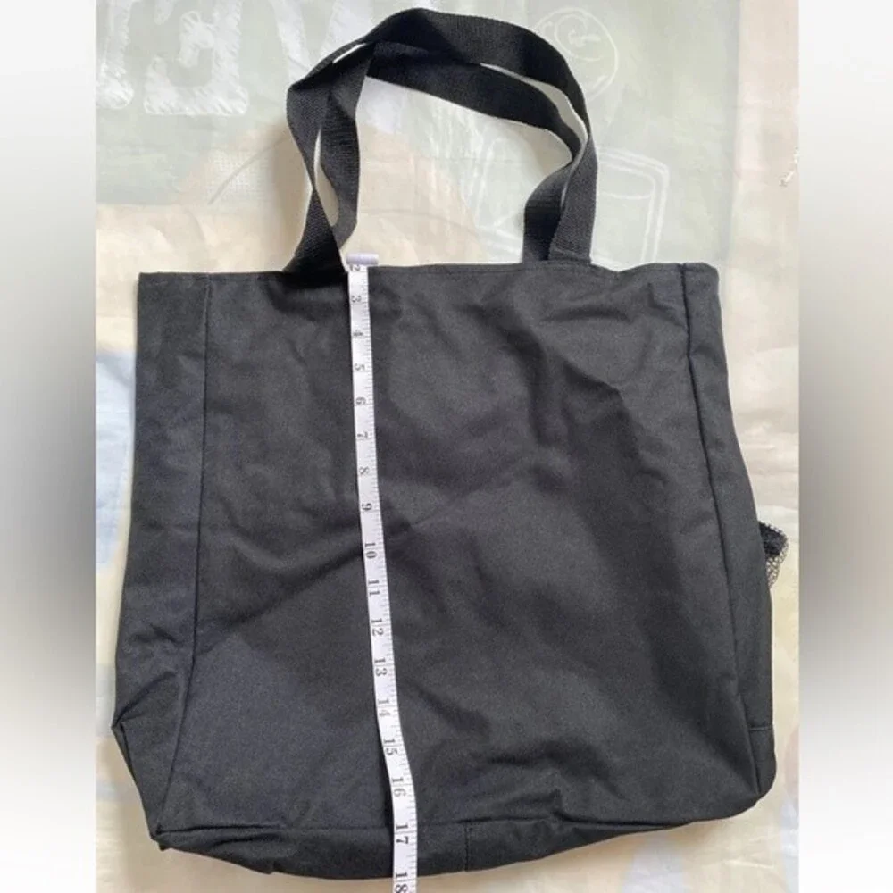 Leeds Tote Bag Canvas Container Store Black Gray Bottle Pocket New